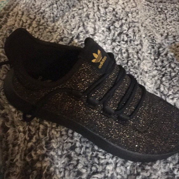 adidas black with gold sparkles